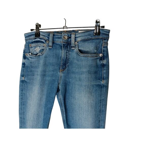 Rag & Bone Cate Mid-Rise Skinny Jeans Size 23 Distressed Blue Wash Ankle Raw Hem - Picture 6 of 16